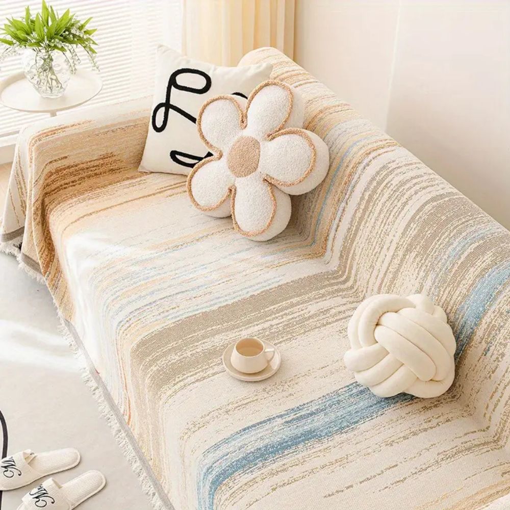Chenille Bankhoes Gestreept – Zachte Hoes voor Fauteuil & Bank | Oase Wonen