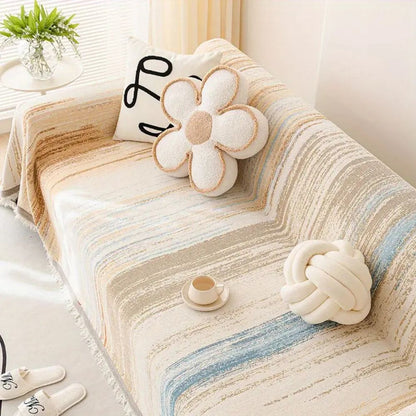 Chenille Bankhoes Gestreept – Zachte Hoes voor Fauteuil & Bank | Oase Wonen