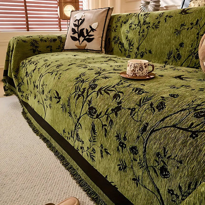Chenille Bankhoes met Bloemmotief – Zacht & Antislip voor de Bank | Oase Wonen