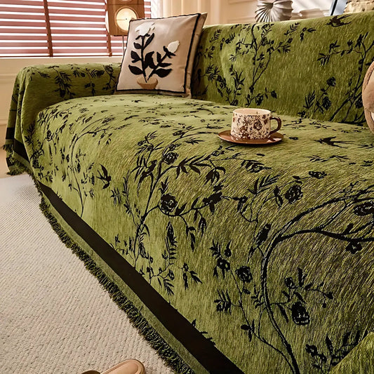 Chenille Bankhoes met Bloemmotief – Zacht & Antislip voor de Bank | Oase Wonen