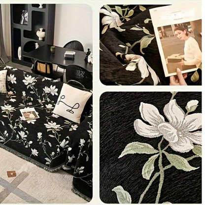 Vintage Bloemen Chenille Bankhoes – Stofdicht en Krasbestendig | Oase Wonen