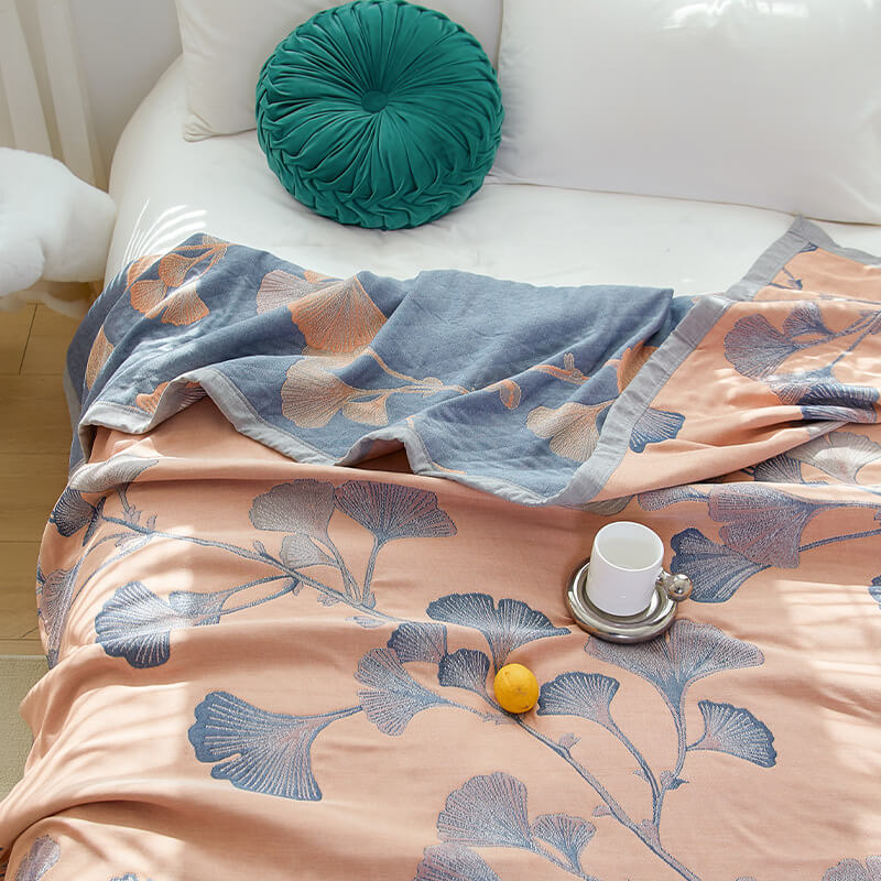 Serena Ginkgo Katoenen Mousseline Quilt | Oase Wonen