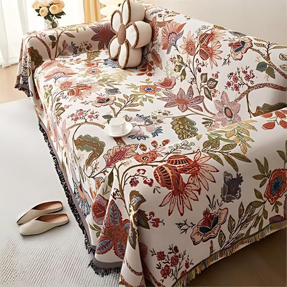 Country Charm Floral Plaid – Polyester/Katoen Woonplaid | Oase Wonen