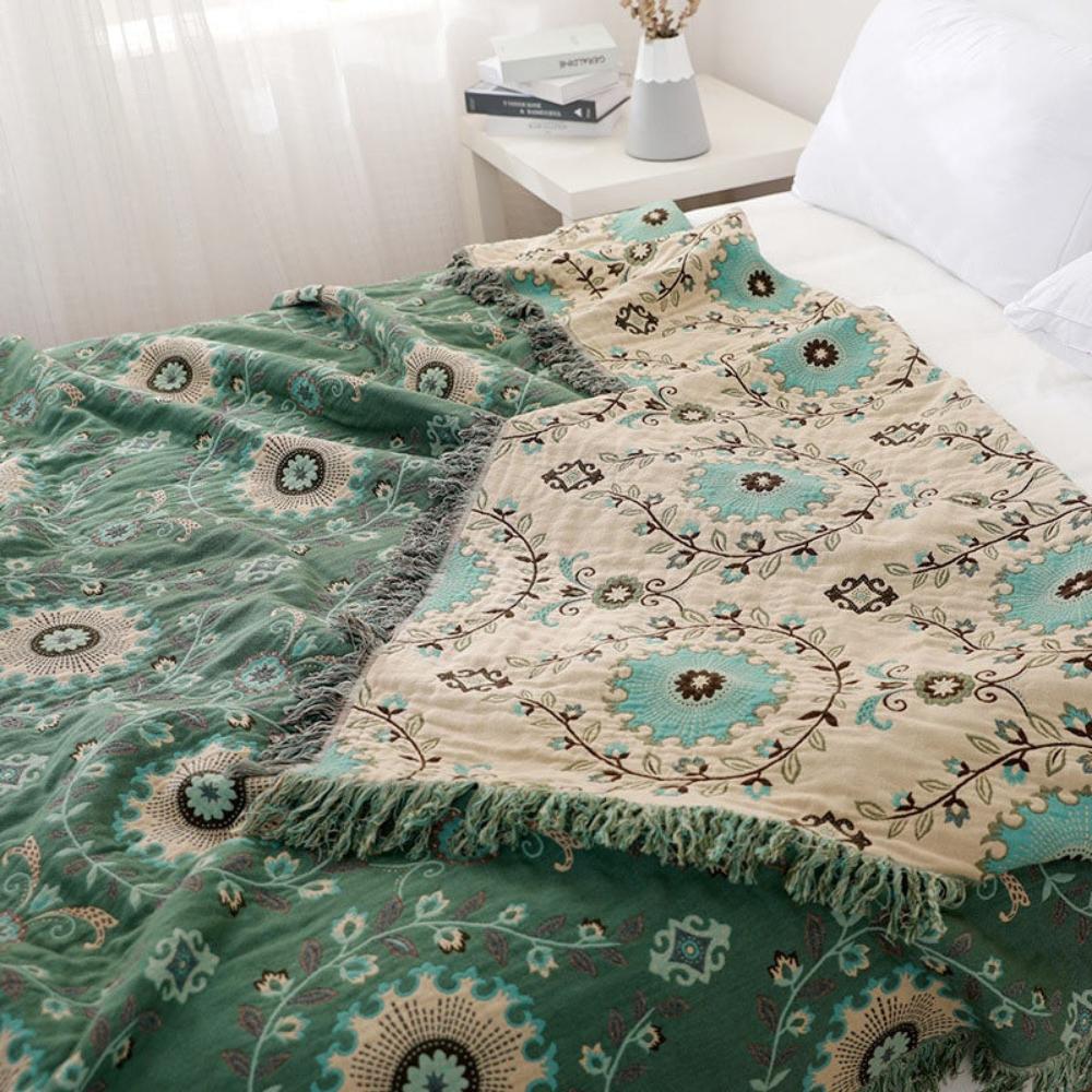 Retro Mandala Keerbare Deken – 100% Katoen voor Bank en Bed | Oase Wonen