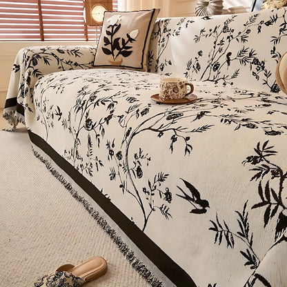 Chenille Bankhoes met Bloemmotief – Zacht & Antislip voor de Bank | Oase Wonen