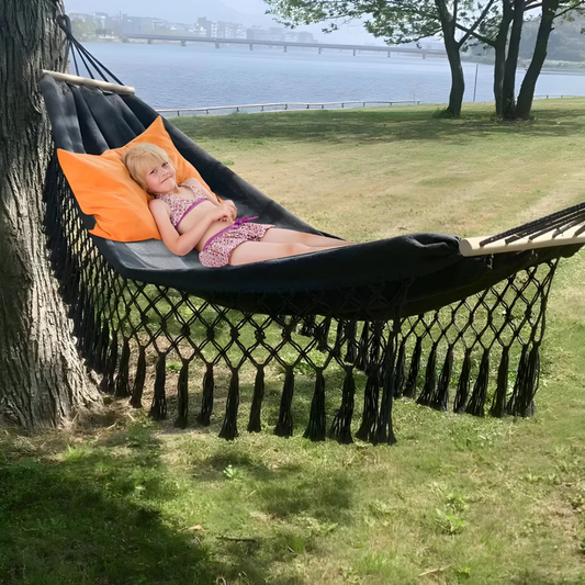 Relaxa – Luxe Hangmat met Houten Stokken