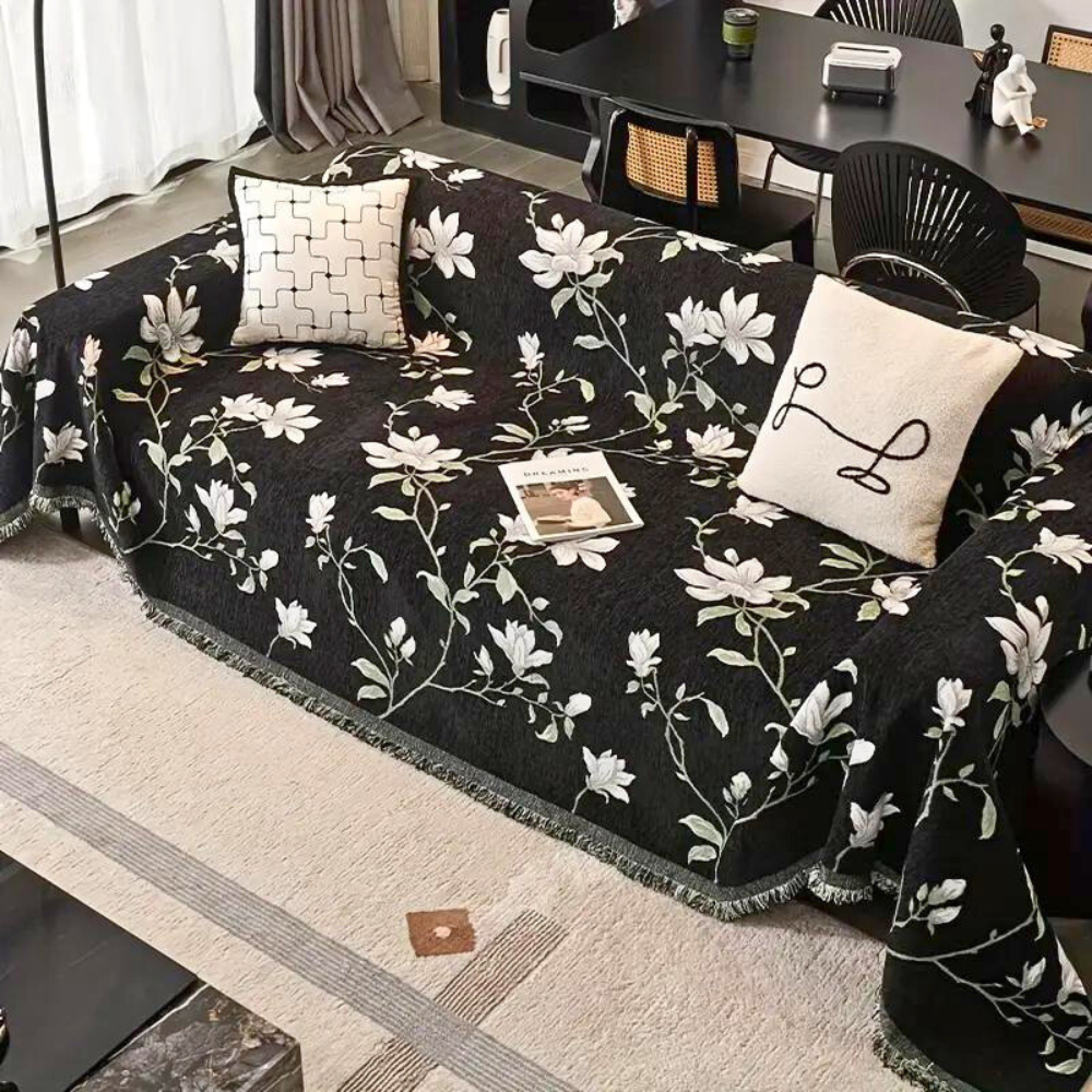 Vintage Bloemen Chenille Bankhoes – Stofdicht en Krasbestendig | Oase Wonen