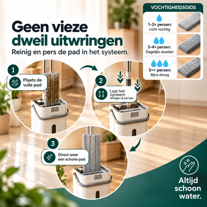 Oase Wonen CleanFlow™ Dweilsysteem - Dweil met schoon water. Vuil water blijft apart