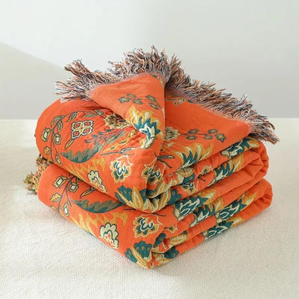 Floréa Dubbelzijdig Katoenen Plaid | Oase Wonen