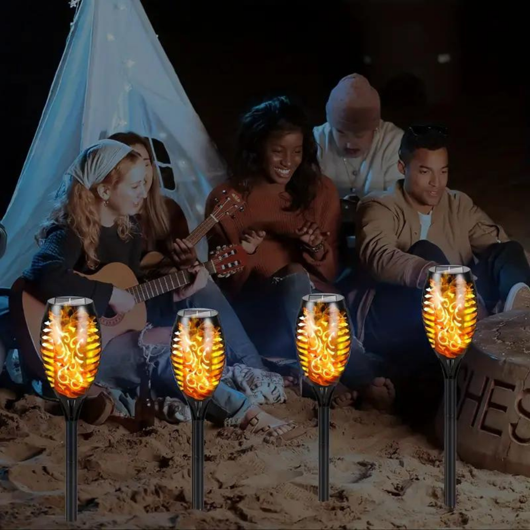 Solar LED buitenverlichting met flikkerende vlam, waterdicht, eenvoudig te installeren, oplaadbaar via zonne-energie, ideaal voor sfeervolle tuinen