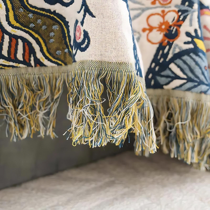Bloemen Plaid 100% Katoen – Jacquard Deken voor de Bank | Oase Wonen