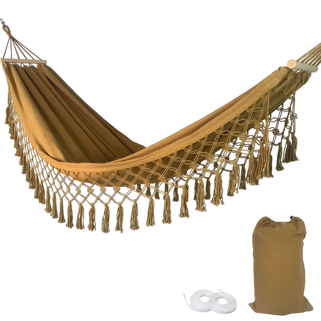 Relaxa – Luxe Hangmat met Houten Stokken