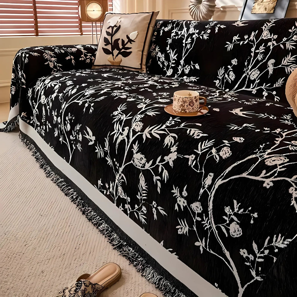 Chenille Bankhoes met Bloemmotief – Zacht & Antislip voor de Bank | Oase Wonen