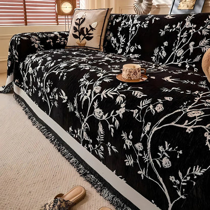 Chenille Bankhoes met Bloemmotief – Zacht & Antislip voor de Bank | Oase Wonen