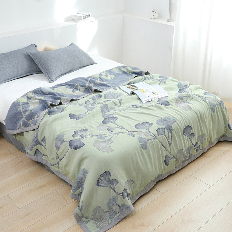 Serena Ginkgo Katoenen Mousseline Quilt | Oase Wonen