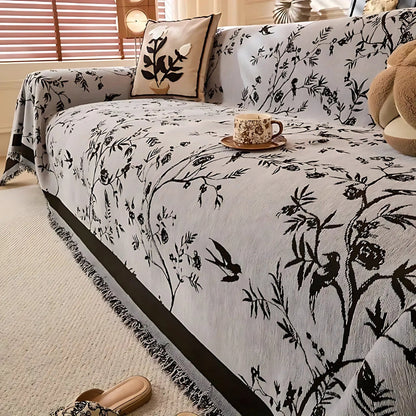 Chenille Bankhoes met Bloemmotief – Zacht & Antislip voor de Bank | Oase Wonen