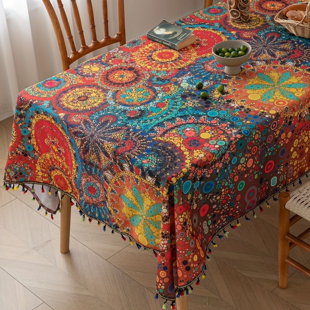 Bohemian Tassel Tafelkleed – Waterafstotend Microvezel | Oase Wonen