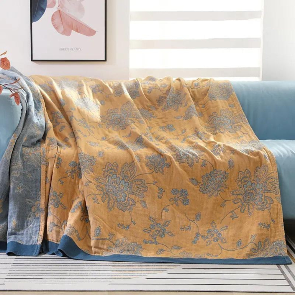 Lunéa Bloemen Katoenen Plaid | Oase Wonen