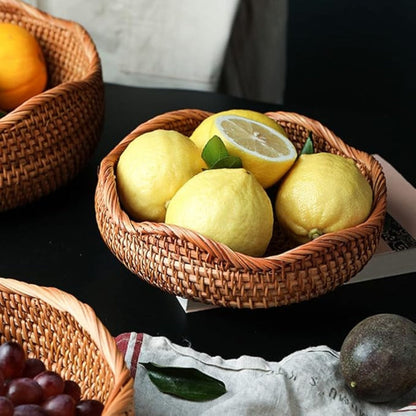Handgevlochten Rotan Mand – Naturel Opbergmand voor Keuken en Tafel | Oase Wonen