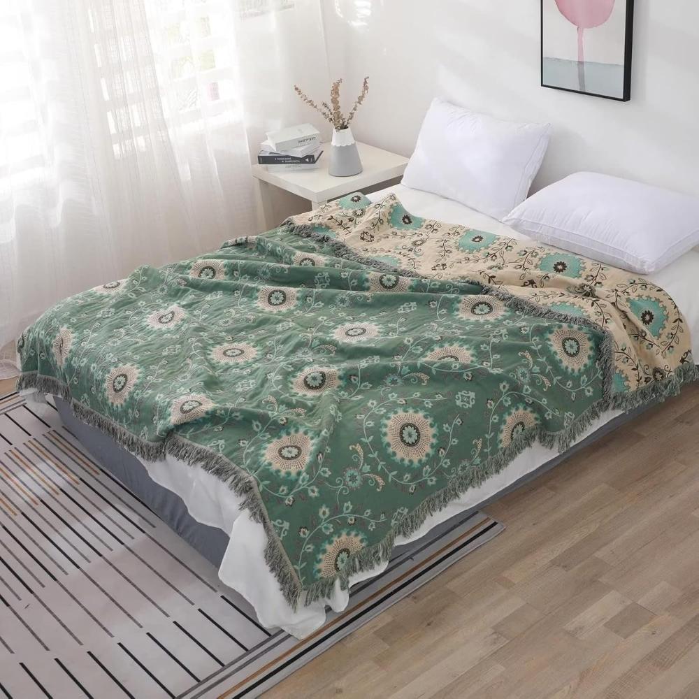 Retro Mandala Keerbare Deken – 100% Katoen voor Bank en Bed | Oase Wonen