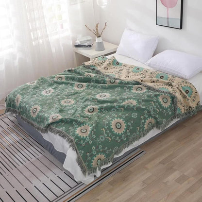Retro Mandala Keerbare Deken – 100% Katoen voor Bank en Bed | Oase Wonen