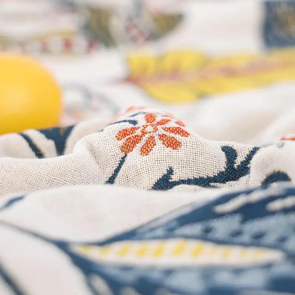 Bloemen Plaid 100% Katoen – Jacquard Deken voor de Bank | Oase Wonen