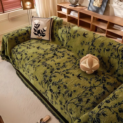 Chenille Bankhoes met Bloemmotief – Zacht & Antislip voor de Bank | Oase Wonen