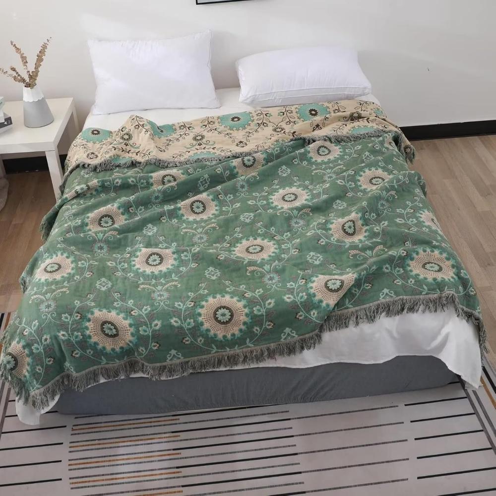 Retro Mandala Keerbare Deken – 100% Katoen voor Bank en Bed | Oase Wonen