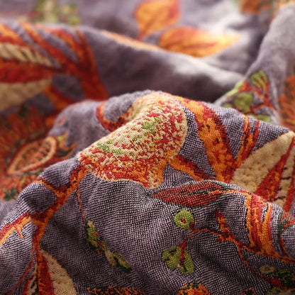 Botanische Katoenen Plaid met Franjes – Lichtgewicht & Omkeerbaar | Oase Wonen