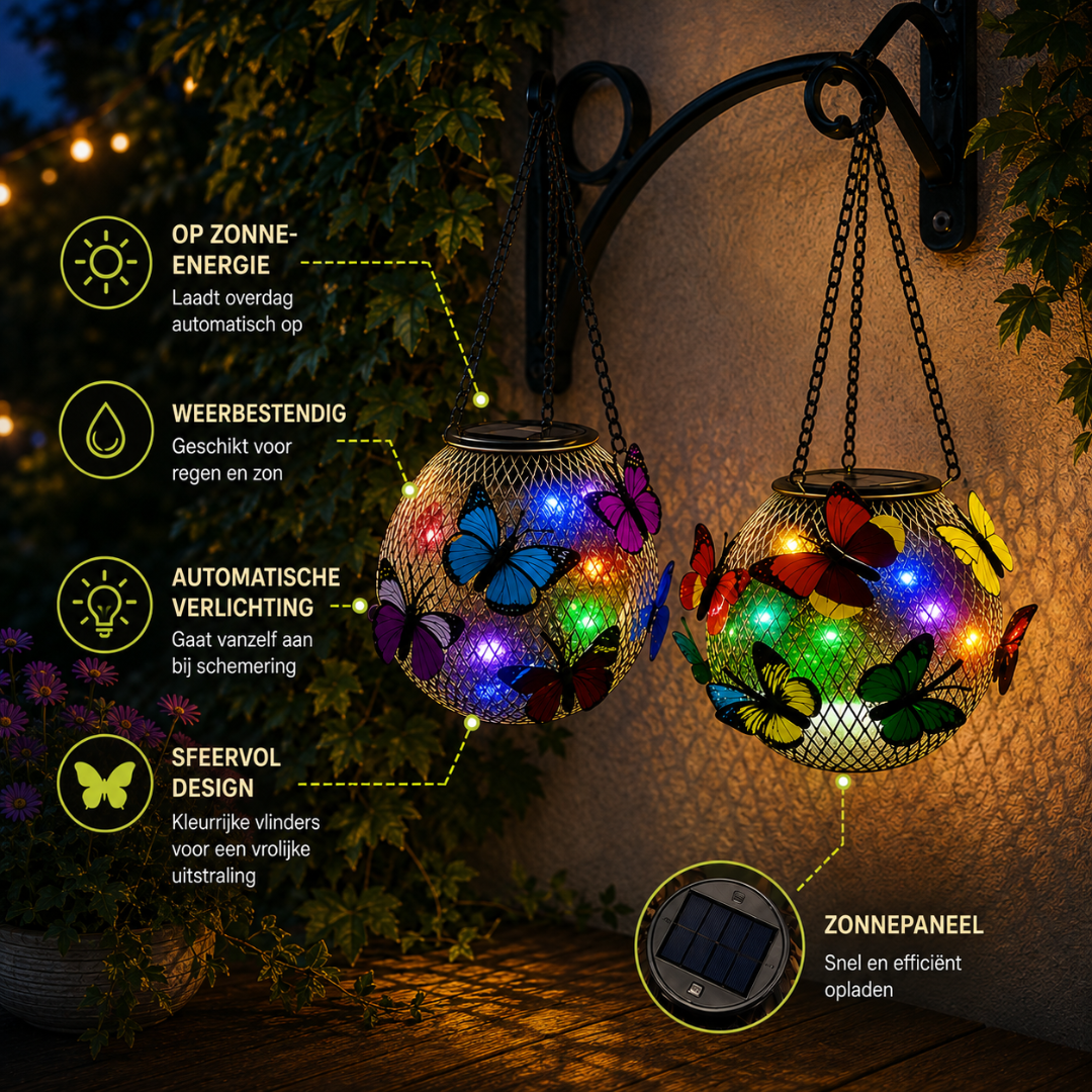 VlinderGloed™ – Overdag decoratie, ’s avonds sfeervol licht