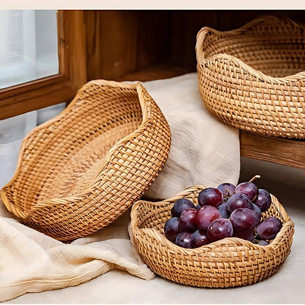 Handgevlochten Rotan Mand – Naturel Opbergmand voor Keuken en Tafel | Oase Wonen