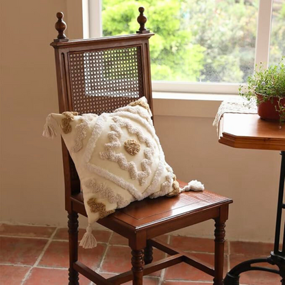 Bohemian Kussenhoes met Kwastjes – Katoen met Geometrisch Patroon | Oase Wonen