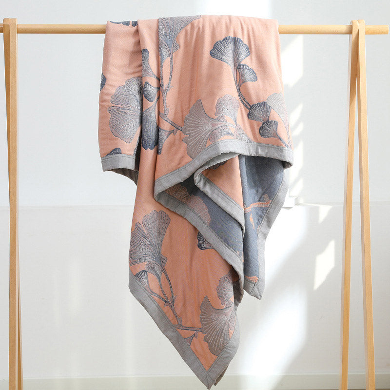 Serena Ginkgo Katoenen Mousseline Quilt | Oase Wonen