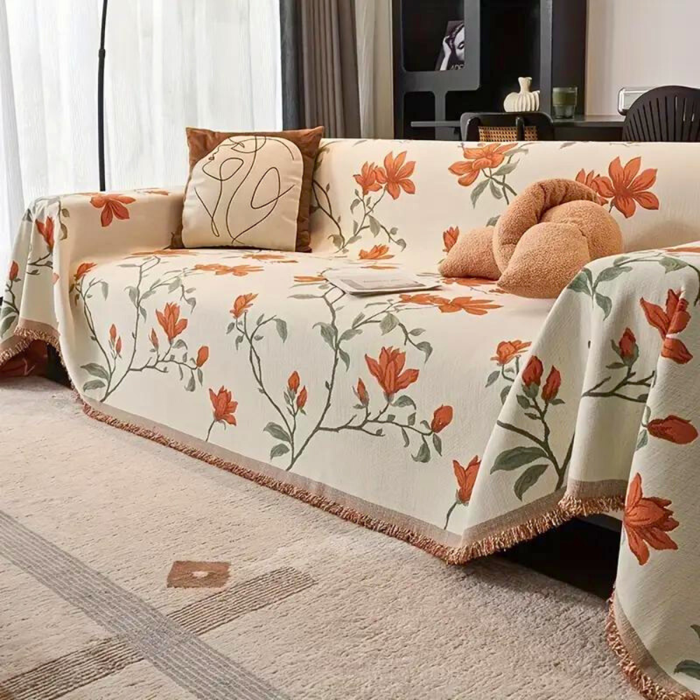 Vintage Bloemen Chenille Bankhoes – Stofdicht en Krasbestendig | Oase Wonen