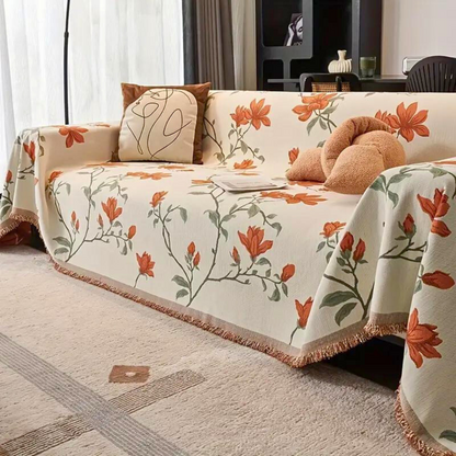 Vintage Bloemen Chenille Bankhoes – Stofdicht en Krasbestendig | Oase Wonen