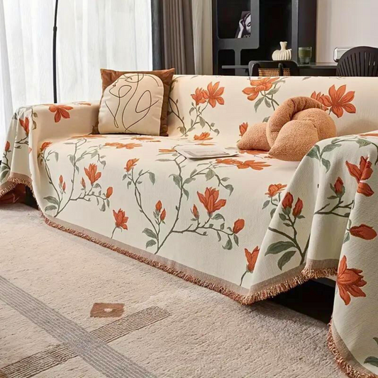Vintage Bloemen Chenille Bankhoes – Stofdicht en Krasbestendig | Oase Wonen