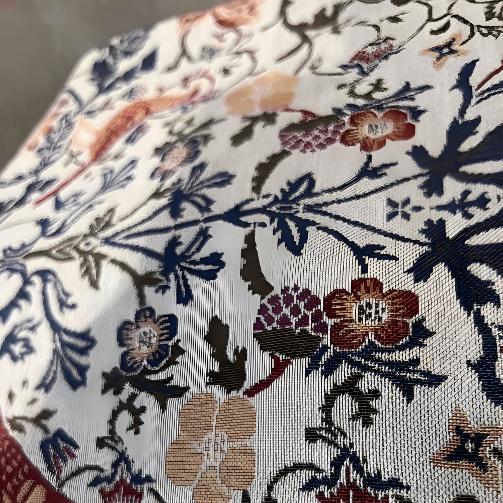 Vintage Jacquard Tafelloper – Bloemen & Vogels met Franjes | Oase Wonen