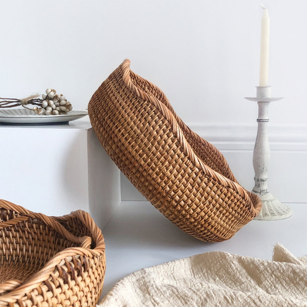 Handgevlochten Rotan Mand – Naturel Opbergmand voor Keuken en Tafel | Oase Wonen