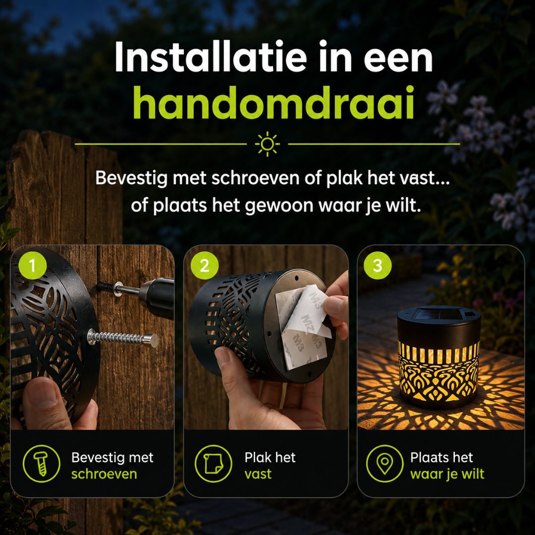 Solara Bloom™ – Solar Tuinlamp met Mandalapatroon