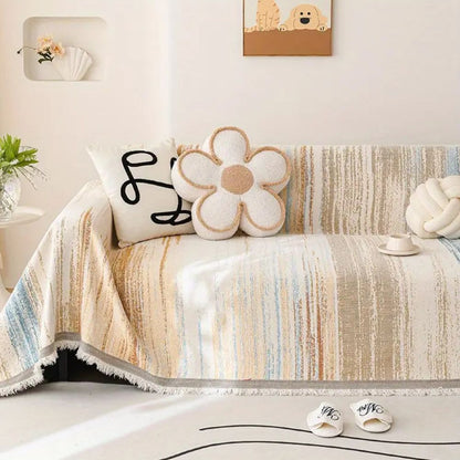 Chenille Bankhoes Gestreept – Zachte Hoes voor Fauteuil & Bank | Oase Wonen