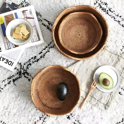 Handgevlochten Rotan Mand – Naturel Opbergmand voor Keuken en Tafel | Oase Wonen