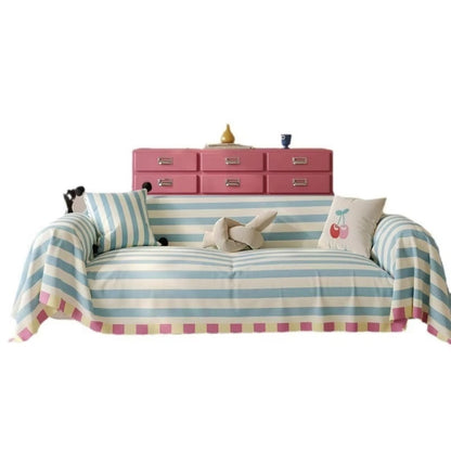 Pastel Gestreepte Bankhoes – Zachte Microvezel voor je Bank | Oase Wonen