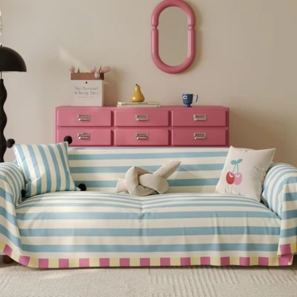 Pastel Gestreepte Bankhoes – Zachte Microvezel voor je Bank | Oase Wonen