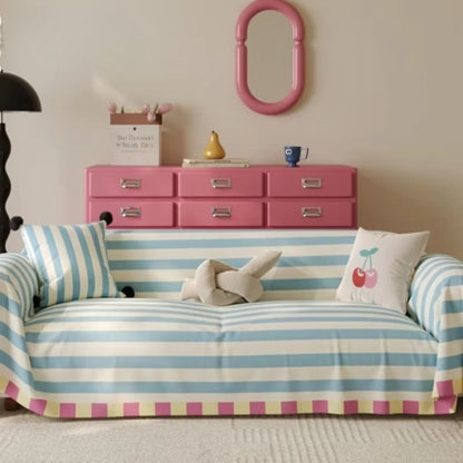 Pastel Gestreepte Bankhoes – Zachte Microvezel voor je Bank | Oase Wonen