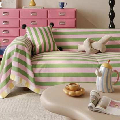 Pastel Gestreepte Bankhoes – Zachte Microvezel voor je Bank | Oase Wonen