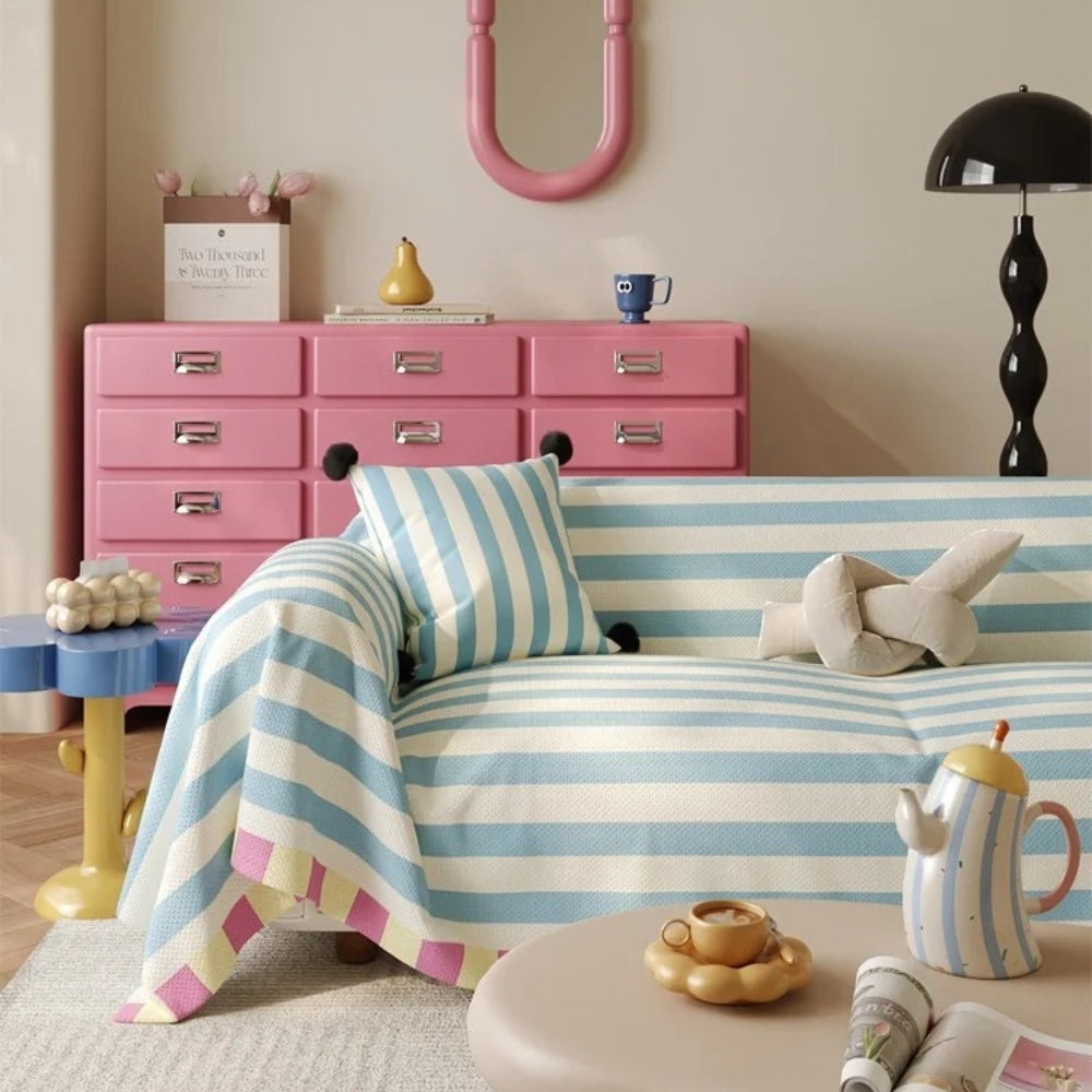Pastel Gestreepte Bankhoes – Zachte Microvezel voor je Bank | Oase Wonen