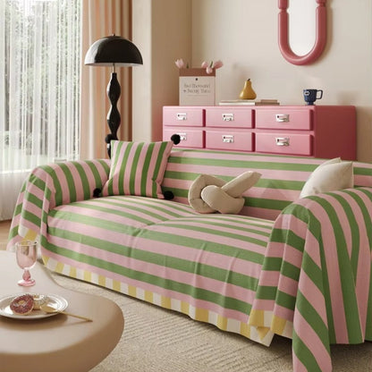 Pastel Gestreepte Bankhoes – Zachte Microvezel voor je Bank | Oase Wonen