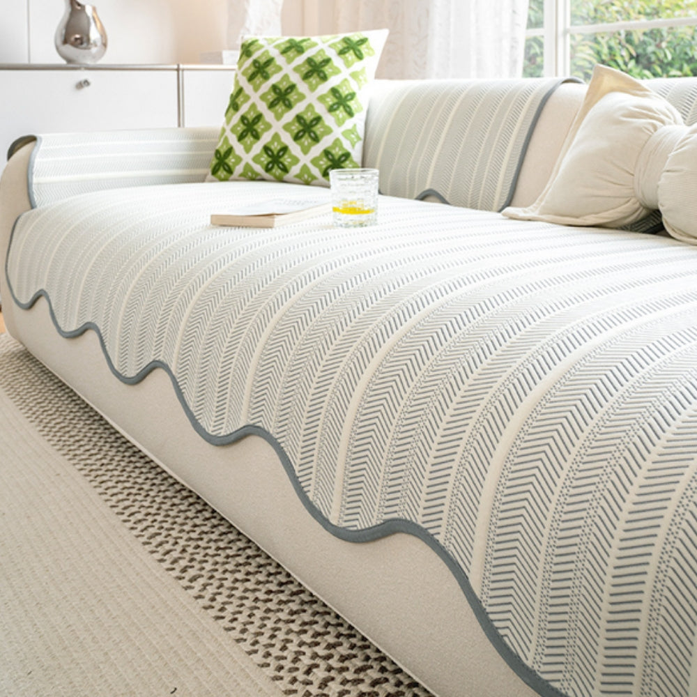 Herringbone Bankhoes met Scallop Rand – Zachte Microvezel | Oase Wonen