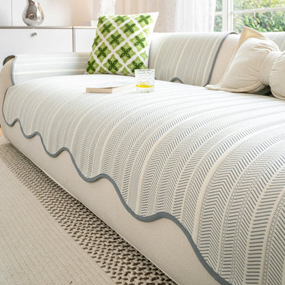 Herringbone Bankhoes met Scallop Rand – Zachte Microvezel | Oase Wonen