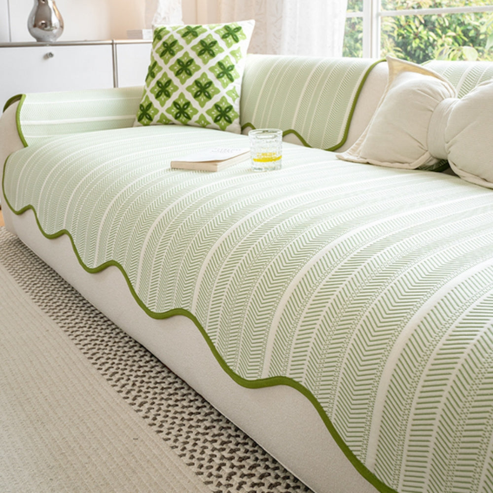 Herringbone Bankhoes met Scallop Rand – Zachte Microvezel | Oase Wonen